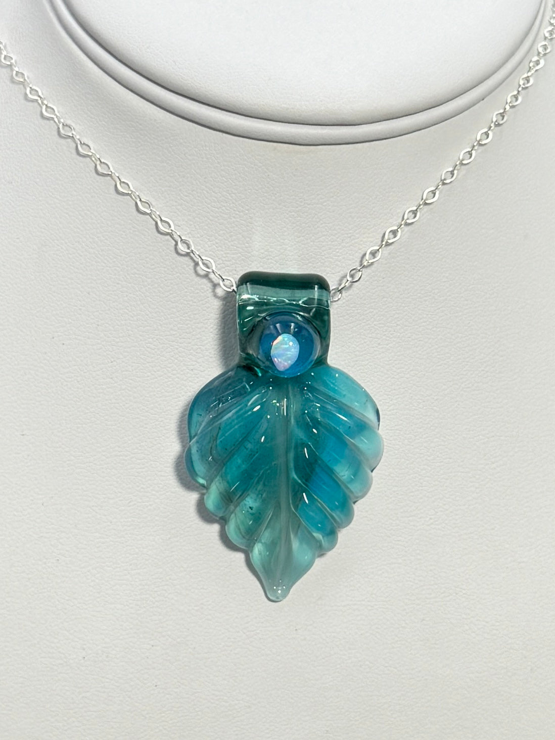 Meta Blue Leaf Pendant